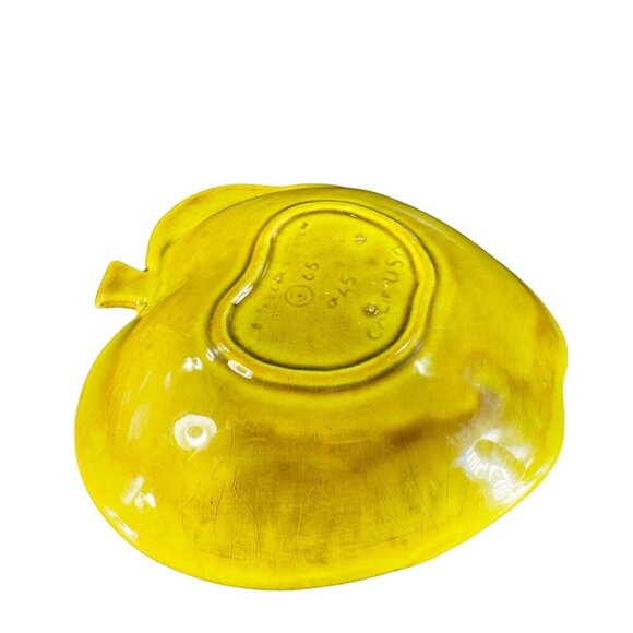 Vintage California Pottery Apple Shaped Fruit Dish Bowl Plate Green Marked USA - Picture 4 of 15